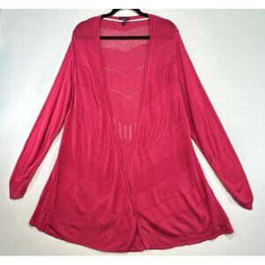 Torrid Womens Open Front Duster Top Size 3 Pink Knit Long Sleeves Casual